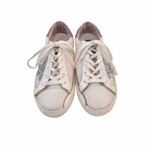 Golden Goose White Sneakers with Purple Details